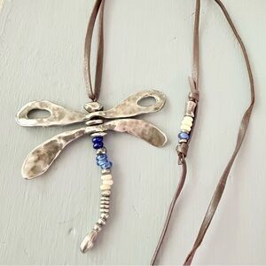 Uno de 50 Long Leather Beaded Dragonfly Necklace